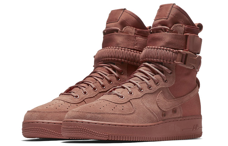 Высокие кроссовки Nike Air Force 1 (кирпично-красный) — фото 2