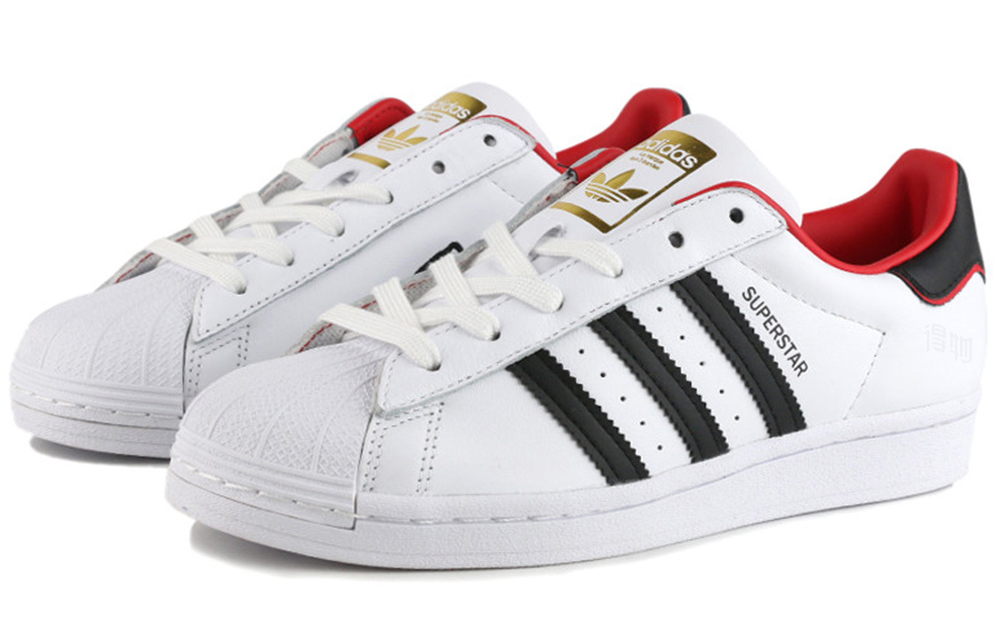 Кроссовки adidas originals SUPERSTAR (белый с красно-черным) — 白红黑尾 — фото 3