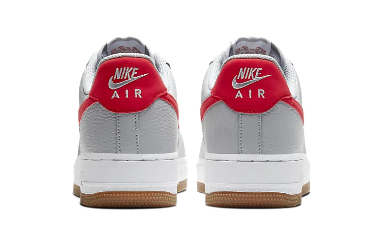 Мужские кроссовки Nike Air Force 1 (серо-красные) — фото 4