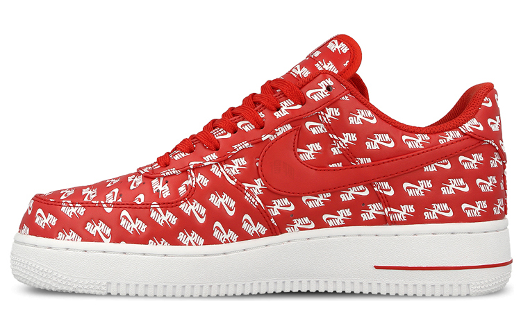Мужские кроссовки Nike Air Force 1 All Over Logo (красные) — фото 2