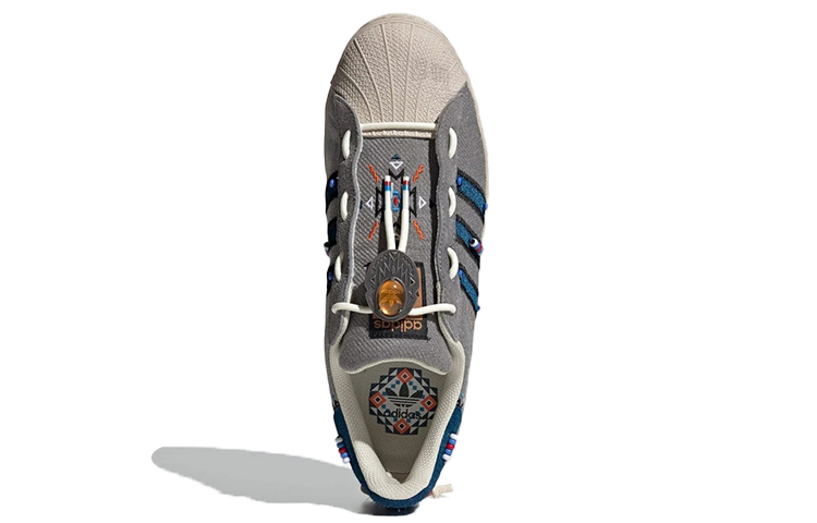 Кеды adidas Originals Superstar Laceless Street Folk (серый / синий / красный) — фото 5