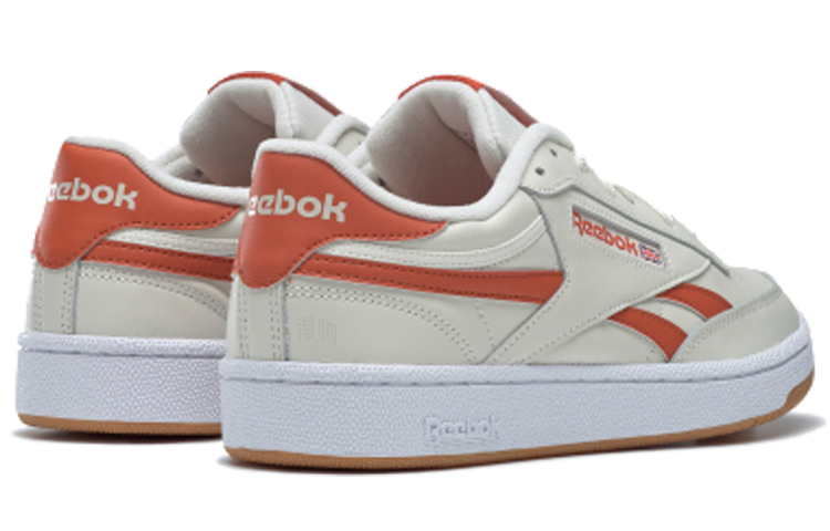 Кеды Reebok Club C Revenge (бело-коричнево-оранжевые) — Белыйкоричневый / оранжевый — фото 3