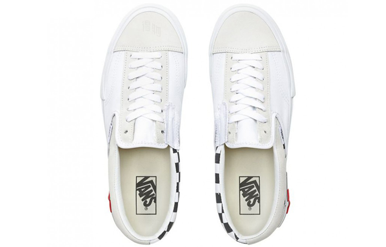 Слипоны Vans slip-on Cap "White Black Checkerboard" (белые) — Белый — фото 3