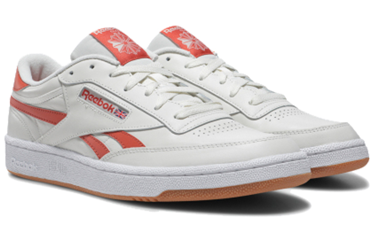 Кеды Reebok Club C Revenge (бело-коричнево-оранжевые) — Белыйкоричневый / оранжевый — фото 2