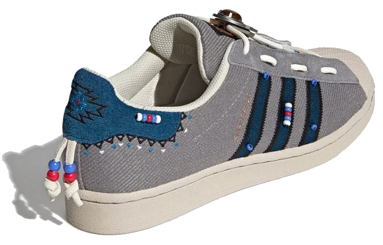 Кеды adidas Originals Superstar Laceless Street Folk (серый / синий / красный) — фото 4