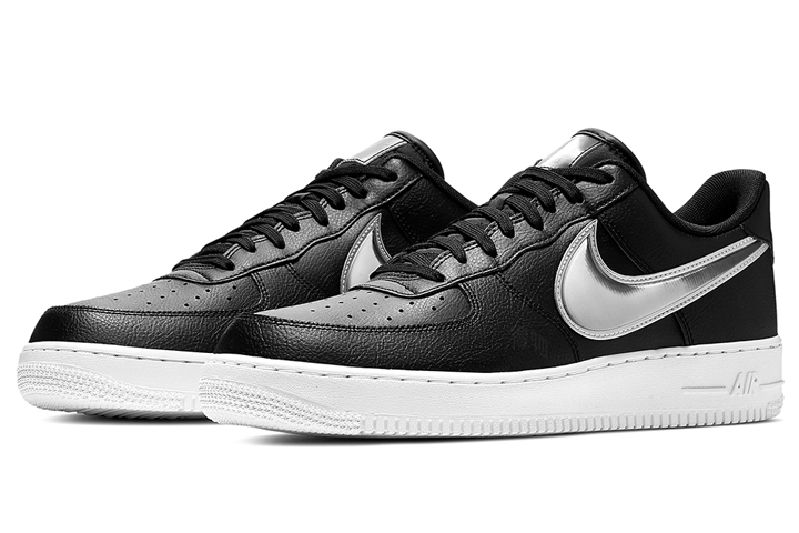 Мужские кеды Nike Air Force 1 (черно-серебристые) — Чёрный / серебристый — фото 2