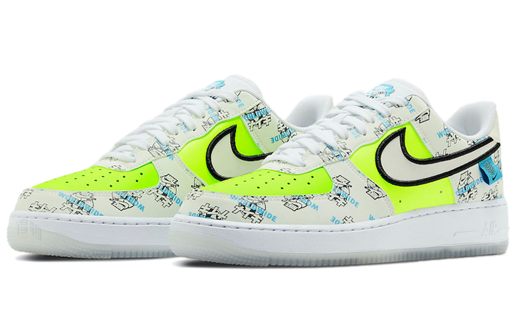 Кроссовки Nike Air Force 1 (бело-сине-желтые) — Белыйсинийжёлтый — фото 3