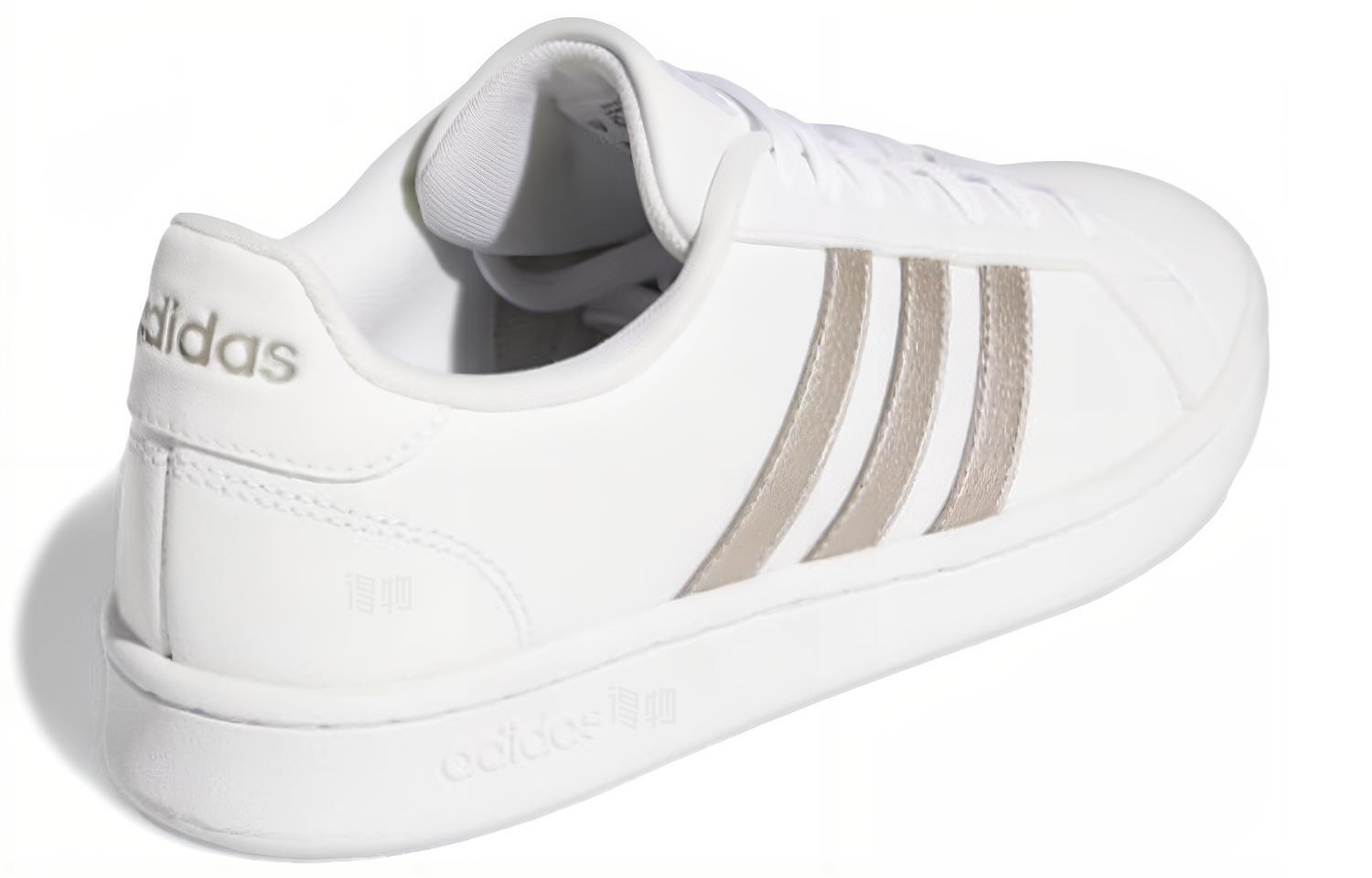 Женские кеды adidas neo GRAND COURT (бело-коричнево-серебристые) — Белый / коричневый / серебристый — фото 3