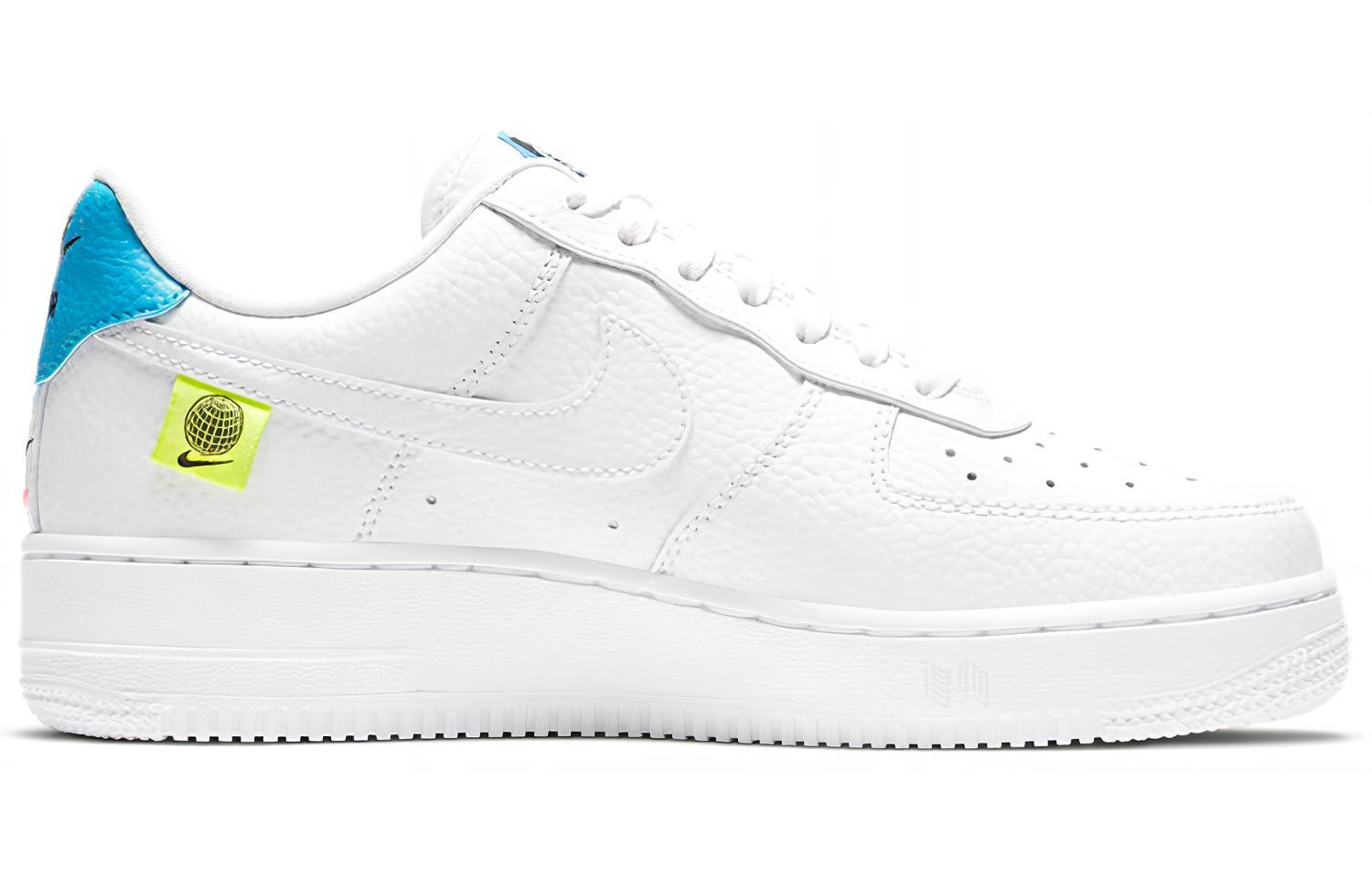 Женские кроссовки Nike Air Force 1 ’07 (бело-сине-желтые) — фото 2