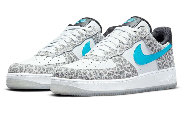 Мужские кроссовки Nike Air Force 1 Leopard (бело-серо-синий) — Белый / серый / синий — фото 3