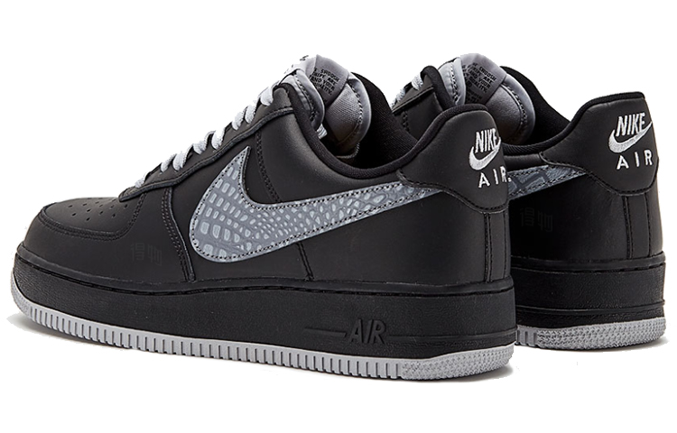 Мужские кроссовки Nike Air Force 1 (черный цемент) — Чёрный / серый — фото 4