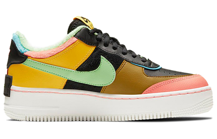 Женские кроссовки Nike Air Force 1 Shadow SE "Olive Flak" (черно-розово-желтый) — Чёрныйрозовыйжёлтый — фото 2