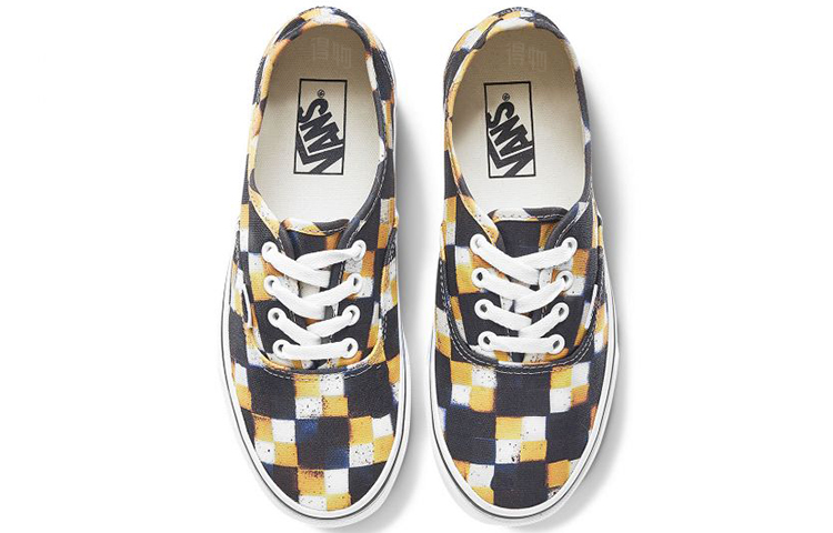 Женские кеды Vans Authentic Double Check Vault (желто-серые) — фото 4