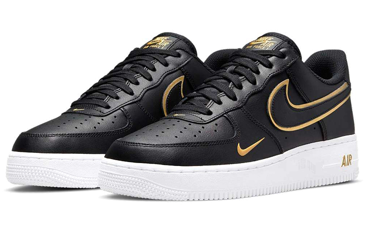 Мужские кроссовки Nike Air Force 1 (черно-золотой) — фото 3