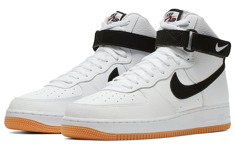 Кроссовки Nike Air Force 1 High '07 White Gum (бело-черные) — Белый / чёрный — фото 3