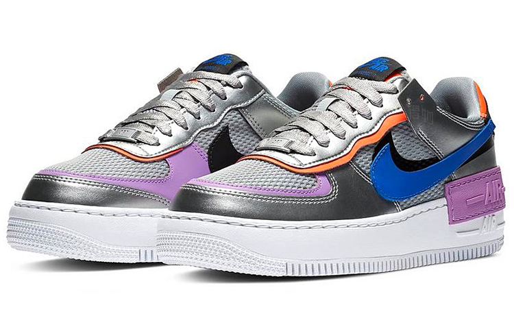 Женские кроссовки Nike Air Force 1 Shadow Metallic Silver (серебристый) — Серебристыйсиний — фото 3