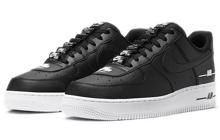 Мужские кроссовки Nike Air Force 1 07 LV8 3 'Double Air' (черно-белые) — Чёрныйбелый — фото 3