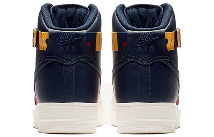 Мужские кроссовки Nike Air Force 1 High (бело-красно-синие) — фото 5