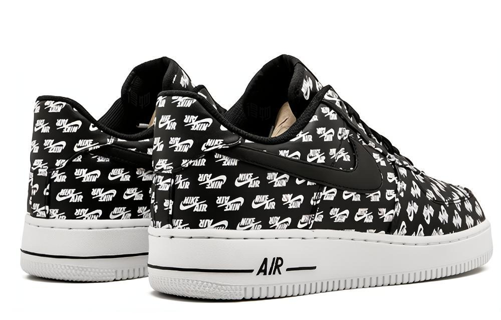 Мужские кроссовки Nike Air Force 1 All Over Logo (черно-белые) — Чёрный / чёрный / белый — фото 4