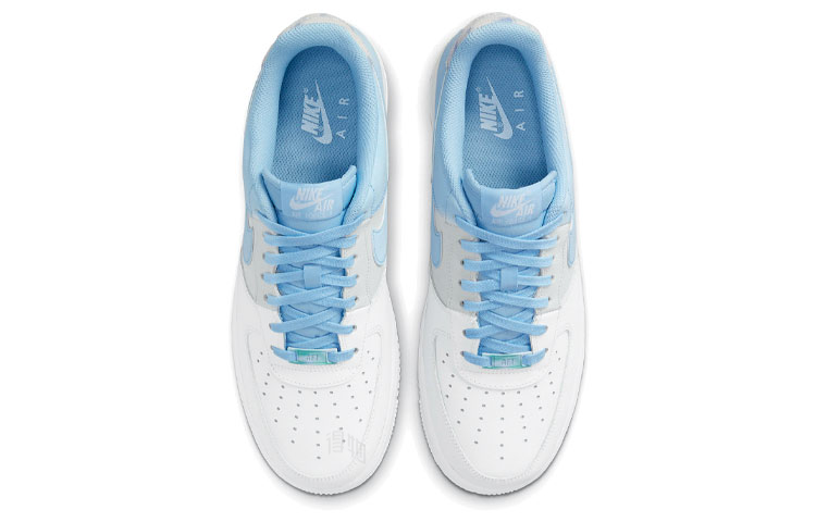 Мужские кроссовки Nike Air Force 1 Psychic Blue (бело-серо-синие) — фото 3