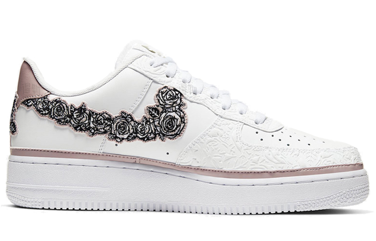 Кеды Nike Air Force 1 (белые с цветами) — Белый — фото 2