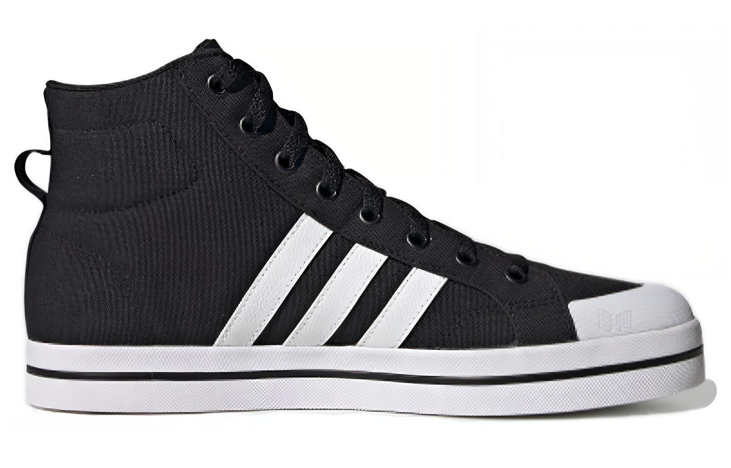 Мужские кеды adidas neo Bravada Mid (черно-белые) — Чёрный / белый — фото 2