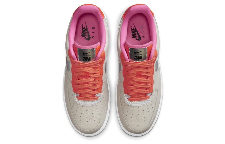 Женские кроссовки Nike Air Force 1 SE "Metallic Silver" (серебристые) — Серебристый / оранжевый / розовый — фото 4
