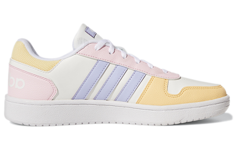 Женские кеды adidas neo Hoops 2.0 (белый / желтый / розовый) — Белый / жёлтый / розовый — фото 2