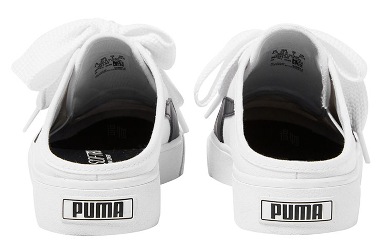Женские сабо PUMA Bari Mule Ribbon (бело-черные) — фото 4