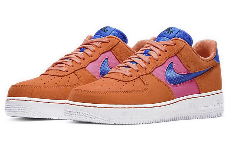 Мужские кроссовки Nike Air Force 1 (сине-оранжевые) — фото 3