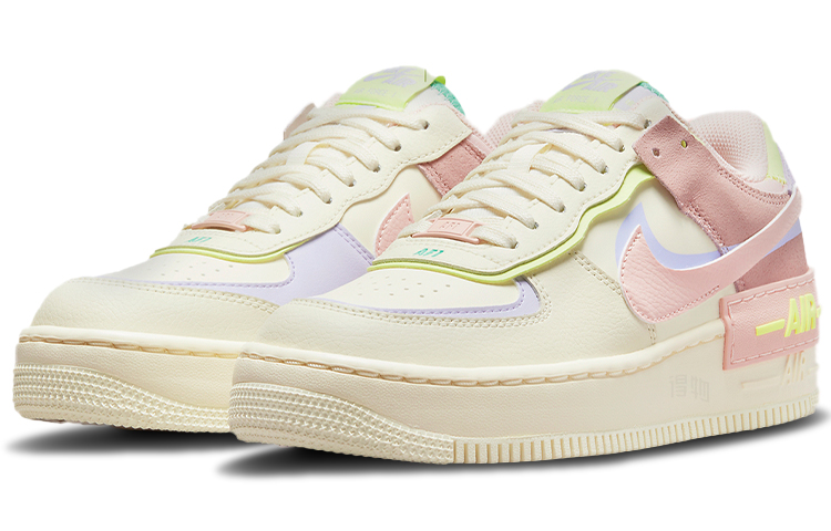 Женские кроссовки Nike Air Force 1 shadow "Cashmere" (бежевый / фиолетовый / розовый) — фото 3