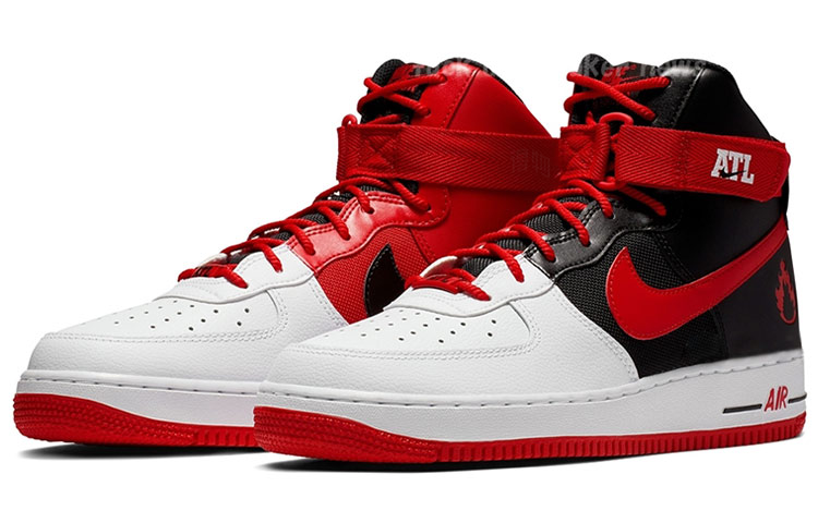 Мужские кроссовки Nike Air Force 1 Atlanta Away (черно-красные) — фото 3
