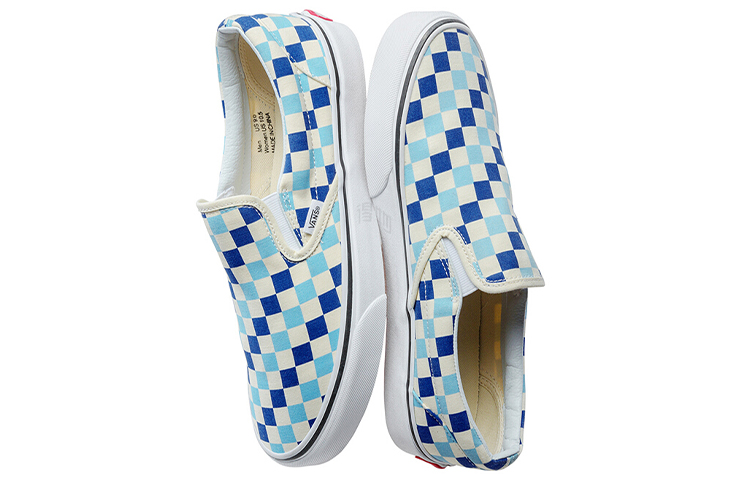 Слипоны Vans slip-on (голубо-белые) — Синий / белый — фото 3