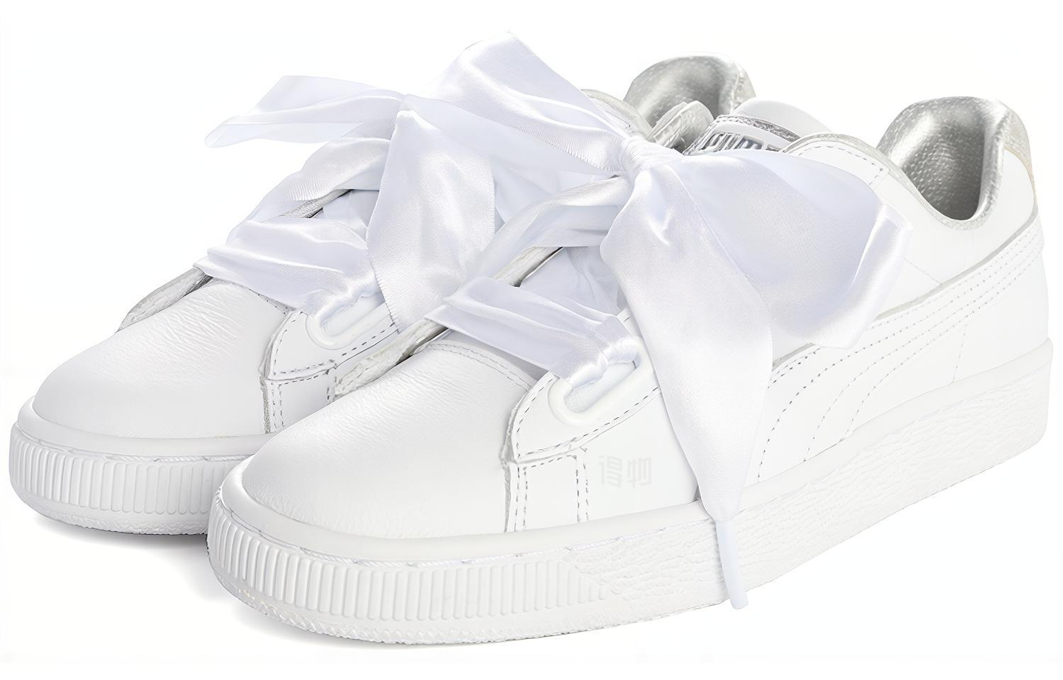 Женские кеды PUMA Suede Heart (бело-серебряные) — фото 3