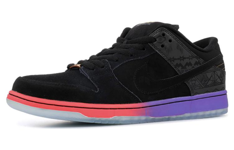 Кеды Nike Dunk SB BHM 2014 (черные с цветным принтом) — Чёрный / чёрный / фиолетовый — фото 2