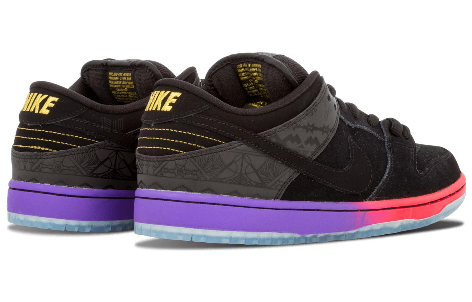 Кеды Nike Dunk SB BHM 2014 (черные с цветным принтом) — Чёрный / чёрный / фиолетовый — фото 4