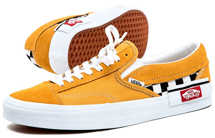 Кеды Vans Slip-On Cap Checkerboard (желтые) — фото 3
