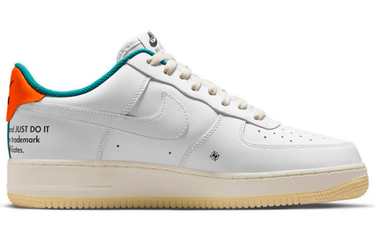 Мужские кеды Nike Air Force 1 (бело-зелено-оранжевые) — фото 2