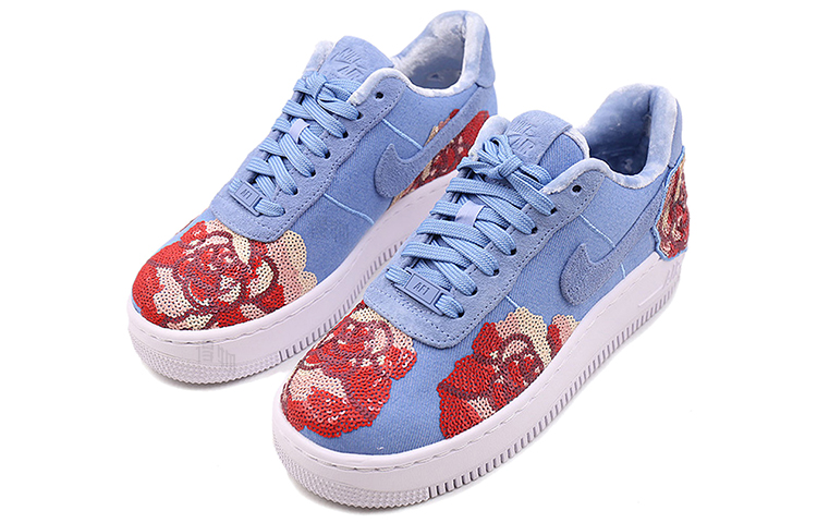 Женские кеды Nike Air Force 1 Denim Rose Sky (W) (сине-красные) — 天空蓝 — фото 3