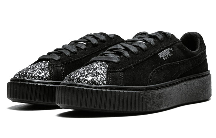 Женские кеды Puma Suede Platforam Crushed (черные) — фото 3