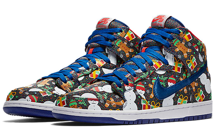 Высокие кеды Nike Dunk SB Concepts Ugly Christmas Sweater 2017 (черно-синий) — Чёрный / синий — фото 3