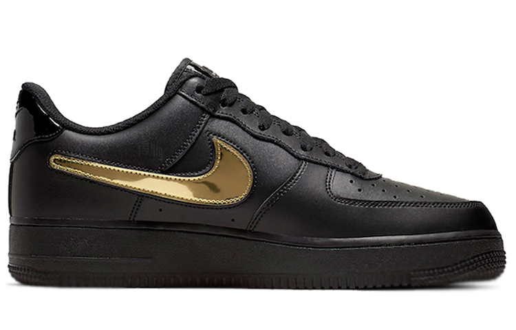 Кроссовки Nike Air Force 1 (черный / золотой) — Чёрный / золотой — фото 2