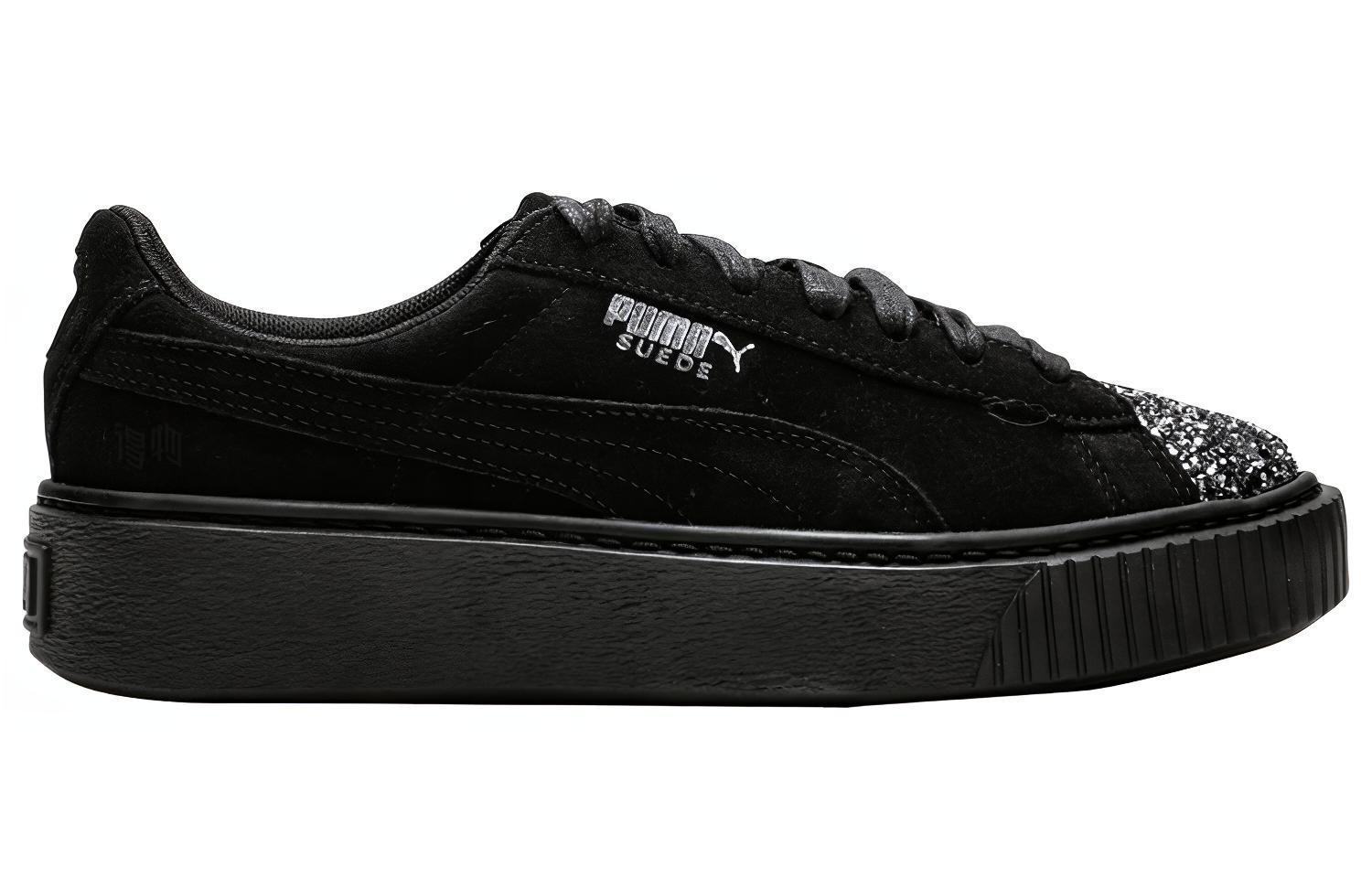 Женские кеды Puma Suede Platforam Crushed (черные) — фото 2
