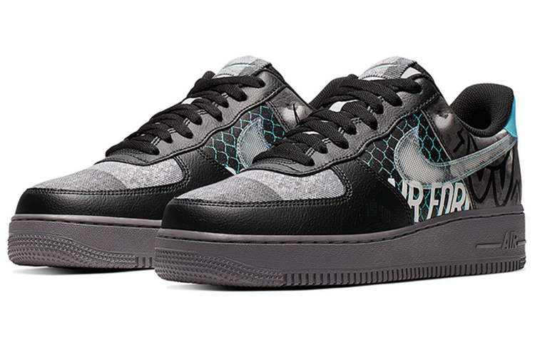 Мужские кроссовки Nike Air Force 1 (черно-синие) — Чёрный / синий — фото 2