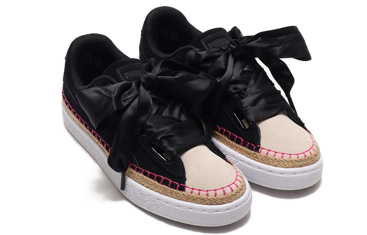 Женские кеды PUMA Suede Heart Sneakerdrille (черно-розовые) — фото 2