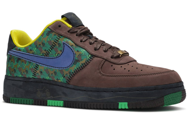 Мужские кроссовки Nike Air Force 1 07 Low "Doernbecher" (коричнево-зелено-синие) — фото 2