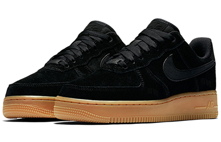 Женские кроссовки Nike Air Force 1 07 OG (черные) — 黑色/橡皮中褐/象牙白 — фото 2