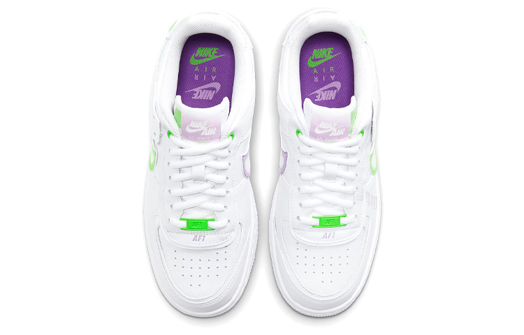 Женские кроссовки Nike Air Force 1 Shadow (бело-зелено-фиолетовые) — Белый / зелёный / фиолетовый — фото 4