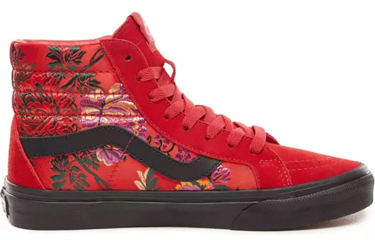 Женские кеды Vans SK8 Festival Satin Reissue (черно-красные) — Чёрный / красный — фото 2