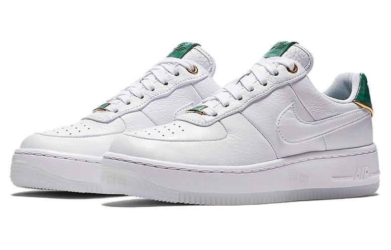 Женские кеды Nike Air Force 1 (нефритово-золотые) — Белый / зелёный — фото 2
